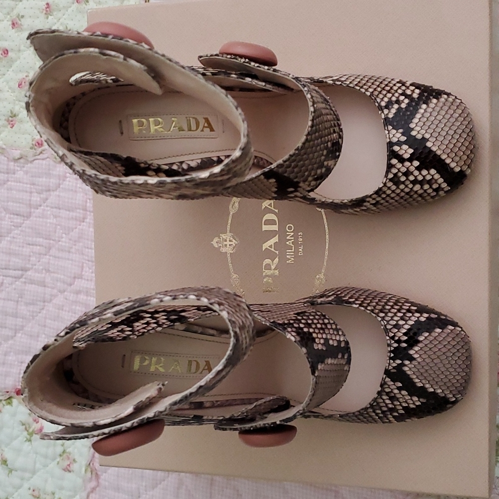 Prada Python Ankle Strap Marry Jane Pumps Calzatu… - image 8